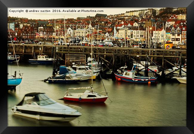 SCARBOROUGH FISHING HARBOUR Framed Print by andrew saxton