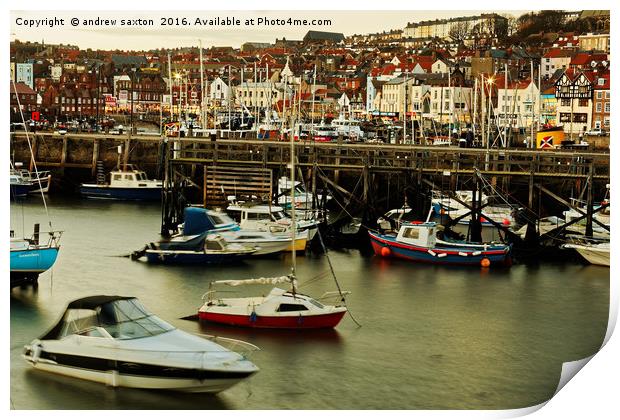SCARBOROUGH FISHING HARBOUR Print by andrew saxton