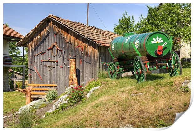 Old farm machinery in Nova Vas, Slovenia Print by Ian Middleton