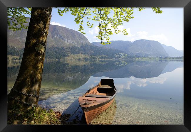 Tranquil alpine lake. Framed Print by Ian Middleton