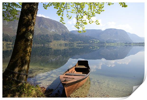 Tranquil alpine lake. Print by Ian Middleton