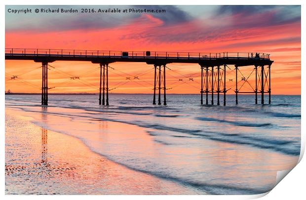 Saltburn Pier Sunset Print by Richard Burdon