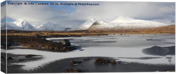 Meall a Bhuiridh from Lochan na Stainge.  Canvas Print by John Cameron