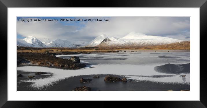 Meall a Bhuiridh from Lochan na Stainge.  Framed Mounted Print by John Cameron