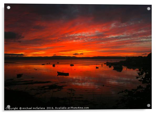 Devil Sky sunset Acrylic by michael mcfarlane