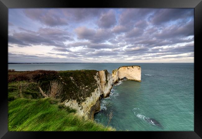 Old Harry rock  Framed Print by Shaun Jacobs