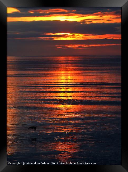 Golden sunrise over scurdie ness Framed Print by michael mcfarlane