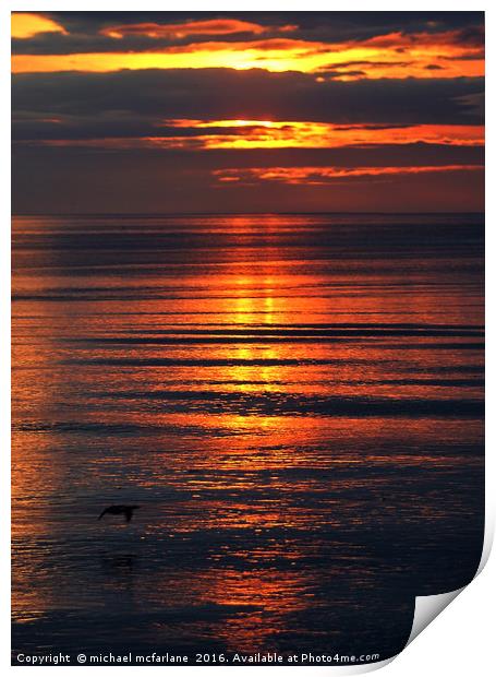 Golden sunrise over scurdie ness Print by michael mcfarlane