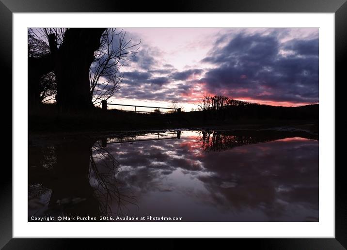 Reflection After Storm Imogen - Sunset Framed Mounted Print by Mark Purches