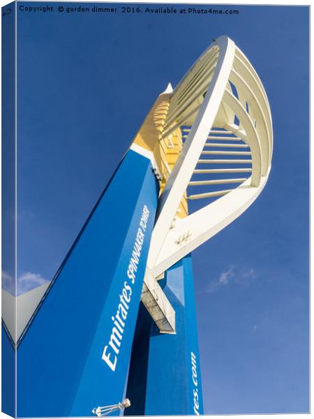 An imposing view of the Spinnaker Tower Canvas Print by Gordon Dimmer