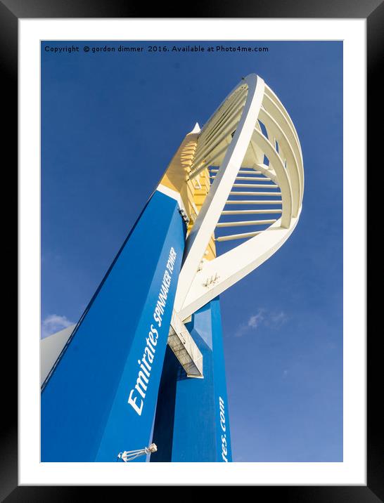 An imposing view of the Spinnaker Tower Framed Mounted Print by Gordon Dimmer