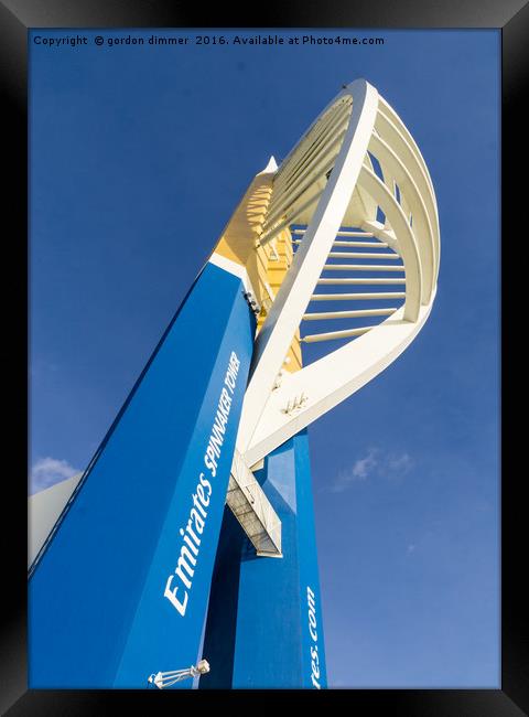 An imposing view of the Spinnaker Tower Framed Print by Gordon Dimmer