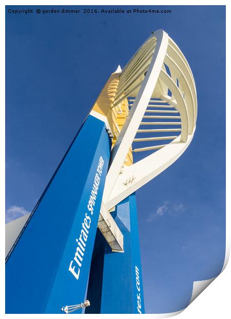 An imposing view of the Spinnaker Tower Print by Gordon Dimmer