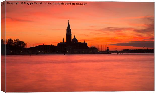 Sunset over the Grand Canal Venice Canvas Print by Maggie McCall