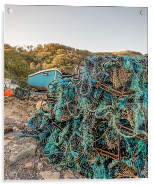 Fishing boat and lobster pots  Acrylic by Shaun Jacobs