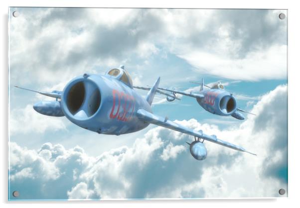 MIG 17s " On your Tail"  Acrylic by Rob Lester
