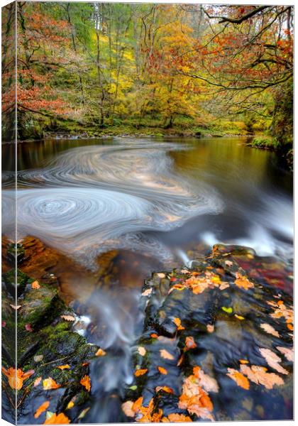 Brecon Beacons Waterfall in Autumn Canvas Print by Jonathan Smith