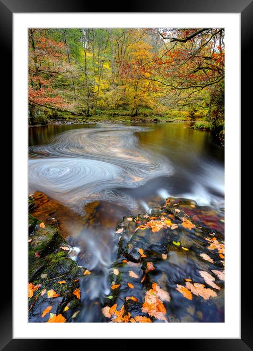 Brecon Beacons Waterfall in Autumn Framed Mounted Print by Jonathan Smith