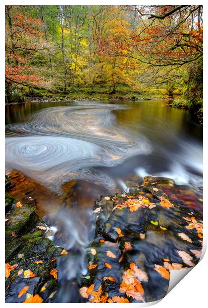 Brecon Beacons Waterfall in Autumn Print by Jonathan Smith