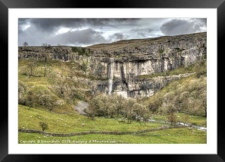 Malham Cove Waterfall 2 Framed Mounted Print by Simon Wells