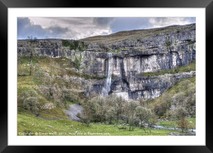Malham Cove Waterfall 3 Framed Mounted Print by Simon Wells