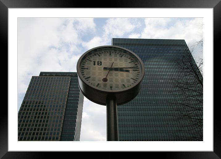 Canary Wharf Time piece Framed Mounted Print by mark blower