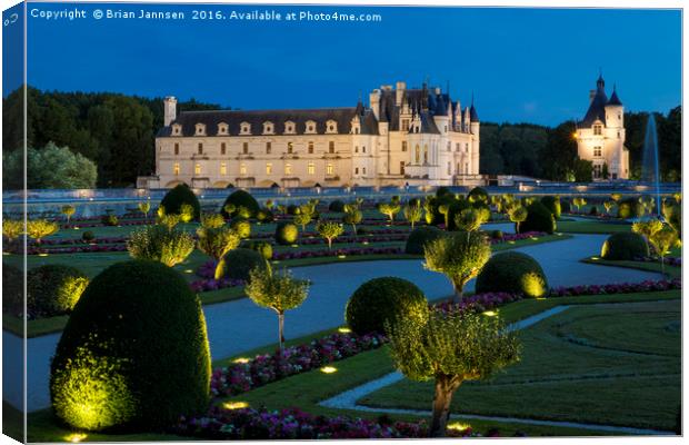 Twilight at Chateau Chenonceau Garden Canvas Print by Brian Jannsen