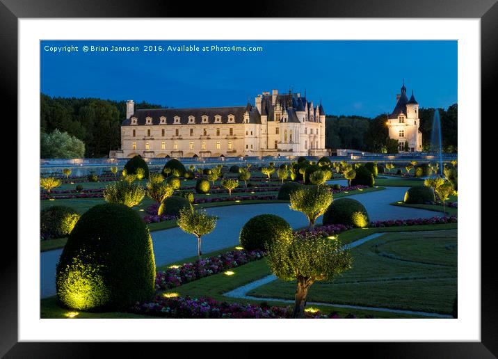 Twilight at Chateau Chenonceau Garden Framed Mounted Print by Brian Jannsen