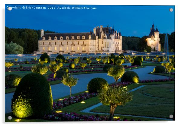 Twilight at Chateau Chenonceau Garden Acrylic by Brian Jannsen