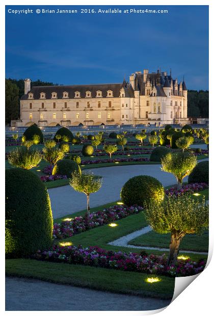 Chateau Chenonceau Garden Print by Brian Jannsen