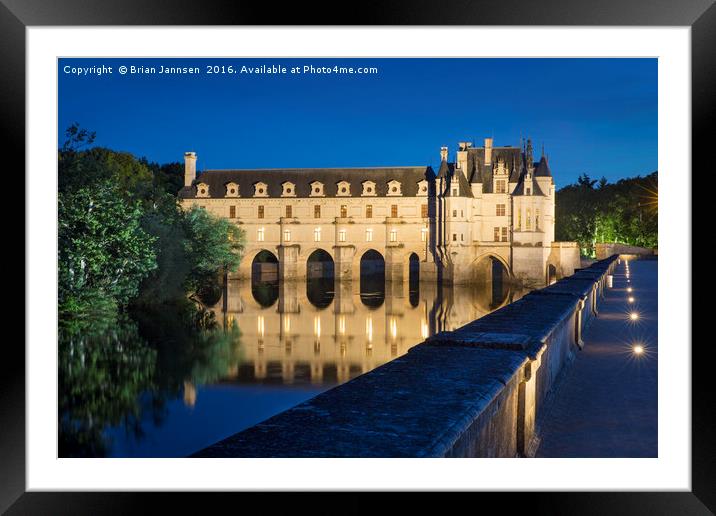 Twilight over Chateau Chenonceau Framed Mounted Print by Brian Jannsen