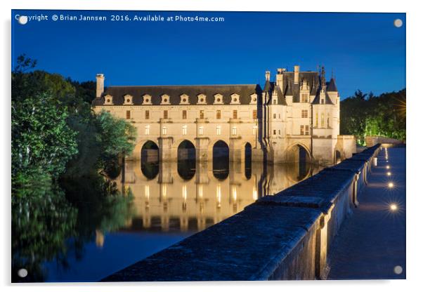 Twilight over Chateau Chenonceau Acrylic by Brian Jannsen