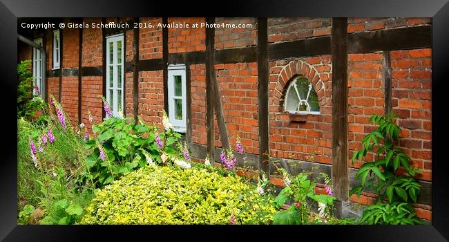 Farmhouse Garden Framed Print by Gisela Scheffbuch