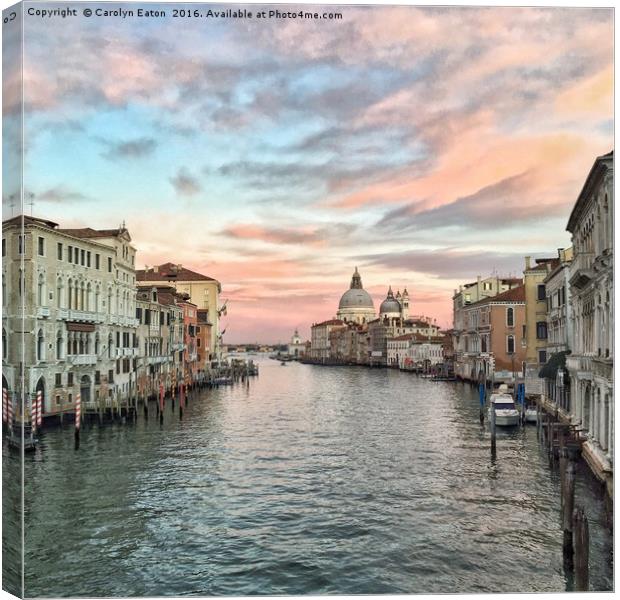 Sunset in Venice Canvas Print by Carolyn Eaton