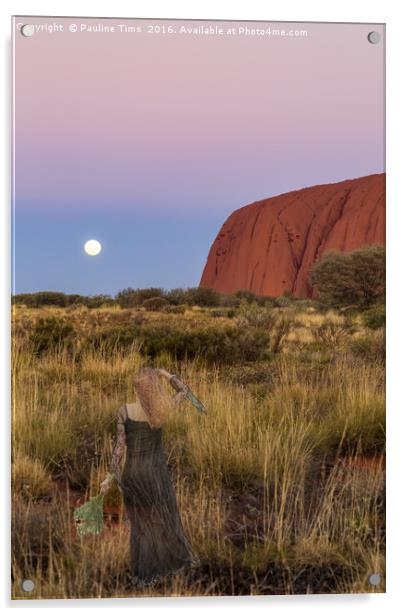 Ghostly Presence at Uluru Sunset Acrylic by Pauline Tims