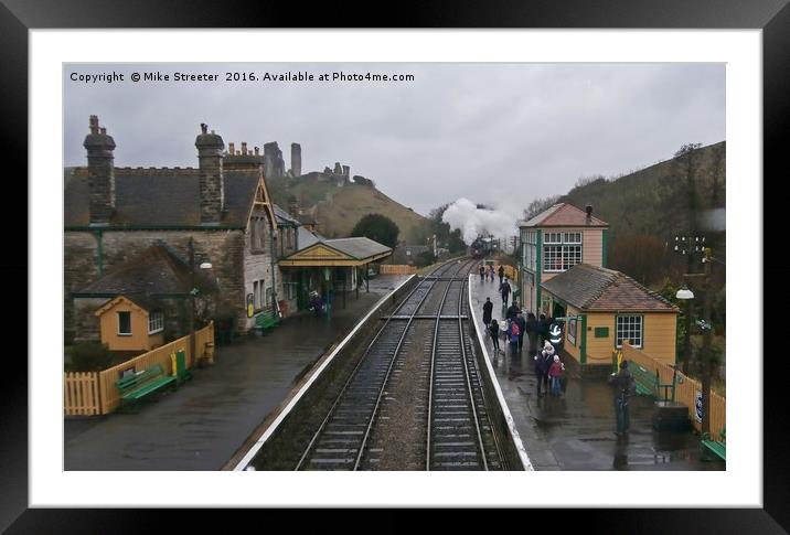 Wet Day at Corfe Castle Framed Mounted Print by Mike Streeter