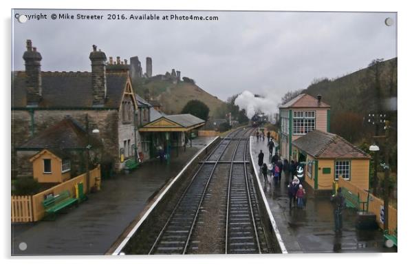 Wet Day at Corfe Castle Acrylic by Mike Streeter