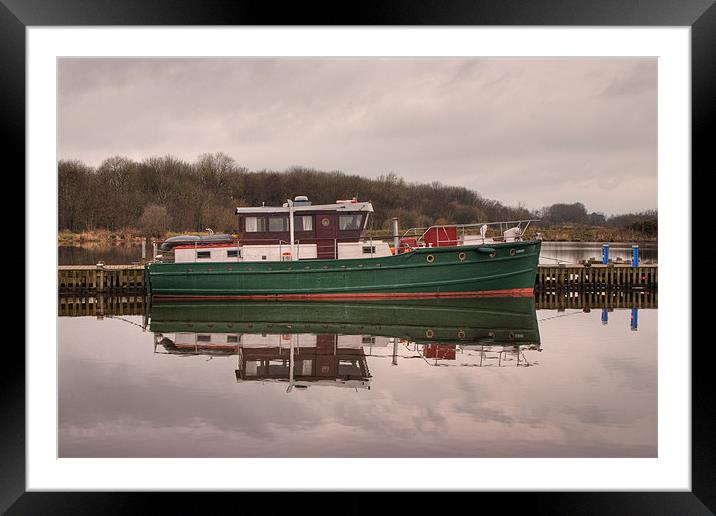 Boats reflected on Lough Neagh, Northern Ireland. Framed Mounted Print by Ian Middleton
