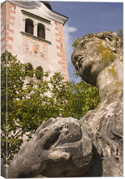 Statue of Maria Magdalene outside Bled Church Canvas Print by Ian Middleton