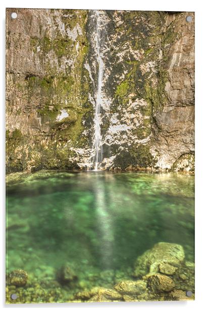 Savica Waterfall, Bohinj, Slovenia. Acrylic by Ian Middleton