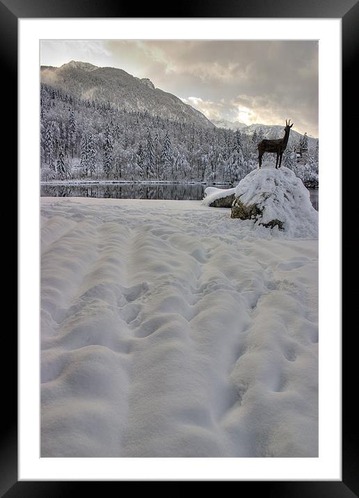 Snowy alpine lake Framed Mounted Print by Ian Middleton