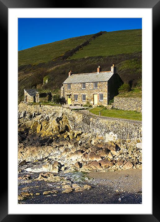 Port Quin Cottage Framed Mounted Print by David Wilkins