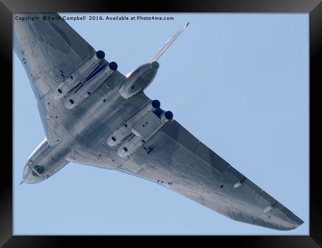 Vulcan XH558 underside. Framed Print by Keith Campbell