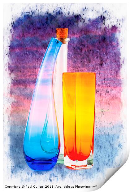 Colourful glassware. Print by Paul Cullen
