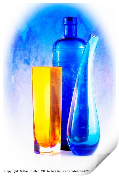 Colourful glassware. Print by Paul Cullen