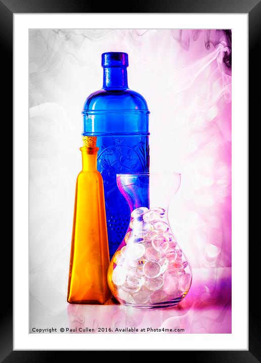 Colourful jars and bottles with glass pebbles. Framed Mounted Print by Paul Cullen