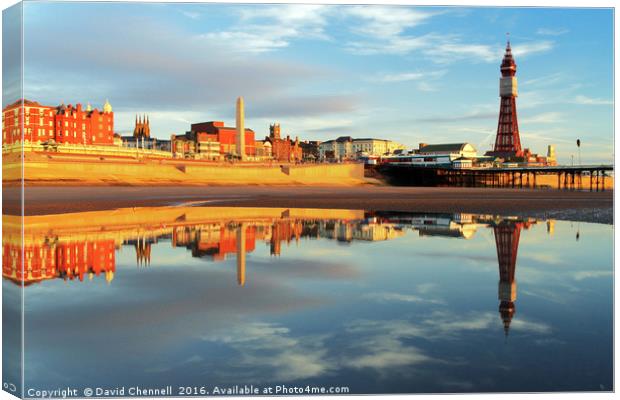 Blackpool Tower Reflection  Canvas Print by David Chennell
