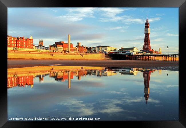 Blackpool Tower Reflection  Framed Print by David Chennell