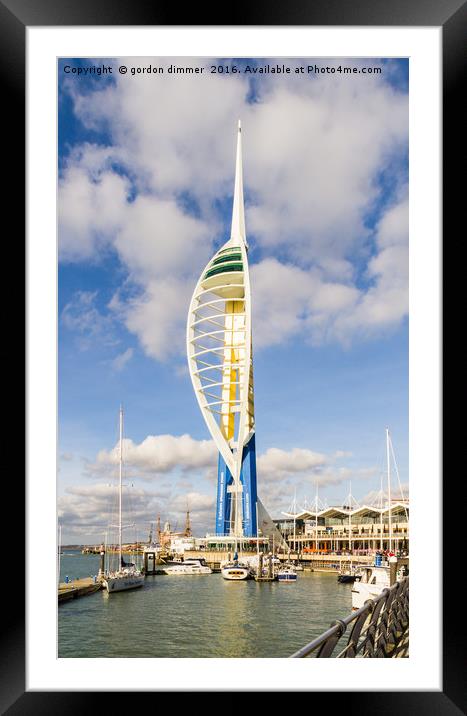 A Frontal view of the Spinnaker tower Framed Mounted Print by Gordon Dimmer