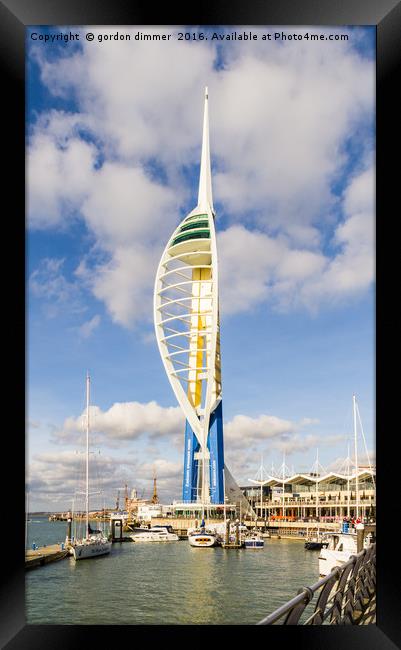 A Frontal view of the Spinnaker tower Framed Print by Gordon Dimmer
